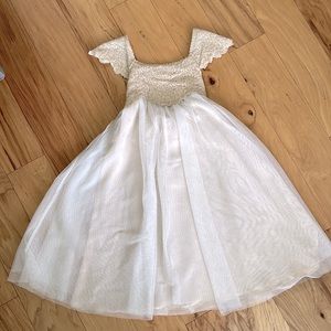 Monsoon Estella embroidered dress in Gold